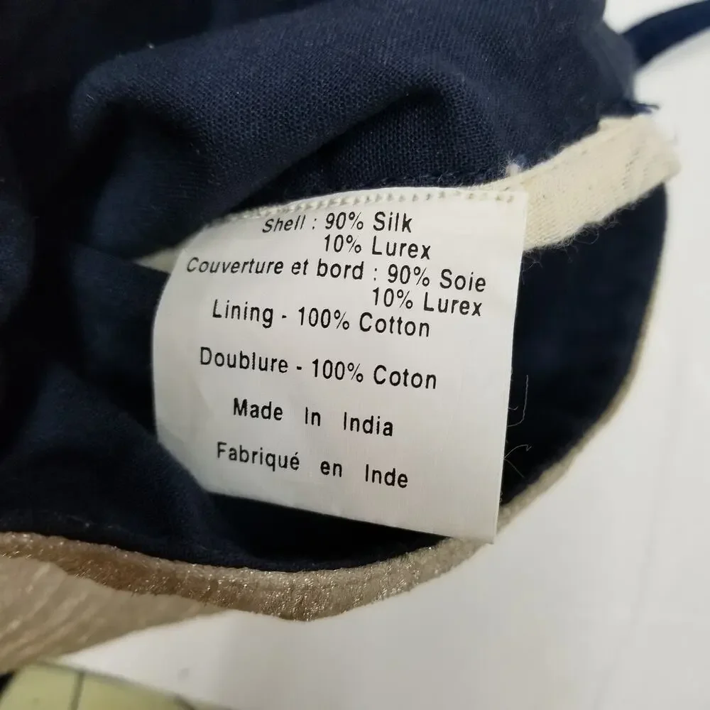 Christmas Stocking 90% Silk 10% Lurex Navy Blue Cream 18